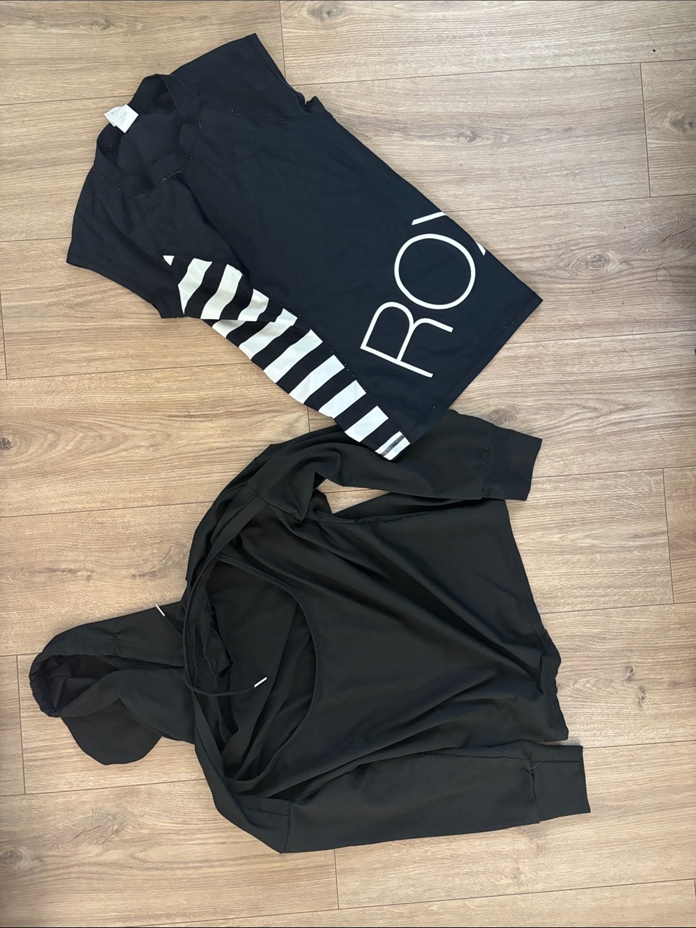 Roxy Black Tank with White Logo and Striped Side and Jacket hoodie